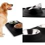 Guardians Dog Bowls with Silicone Mat, Dog Food Mat with Removable Stainless Steel Bowl (13.5oz Each), No Spill Non-Skid Mat Food Water Bowl for Pet Puppy Small Animals