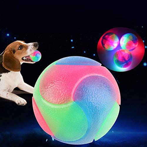 DishyKooker Home Pet Dog Rubber Ball Colorful Flashing Bite Resistance Chew Puzzle Toys for Pet Training Convenient Items