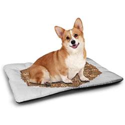 DayDayFun Tan and Brown Dog Mat Artistic Classical Flowers Pattern with Baroque Style Details and Retro Look Waterproof and Warm Pet Mattress Multicolor