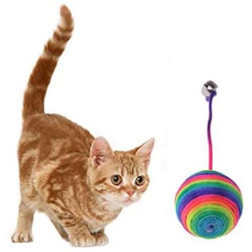 HOT Sale! Naughty Pet Dog Cat Kitten Teaser Playing Play Chew Rattling Scratch Catch Toys Rope Weave Ball