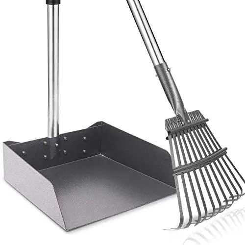 Snagle Paw Pooper Scooper for Large Dogs,38.2 Inches Pet Pooper Tray and Rake with Adjustable Long Handle Metal for Pet Waste Removal
