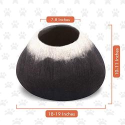 Juccini Handcrafted Felted Wool Cat Cave Bed for Cat and Kittens - Felted from 100% Natural Wool