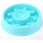 NACOCO Slow Feed Dog Bowl Rice Food and Water Bowls for Dog Cat Plastic Anti-Chock Pet Bowl Heart Shaped (Blue)