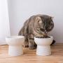 WUHOSTAM 2 Pack Ceramic Raised Cat Food Bowls,15 Ounces Porcelain Elevated Water Bowl, Porcelain Stress Free Backflow Prevention Feeding Pet Dish, Dishwasher and Microwave Safe (White)