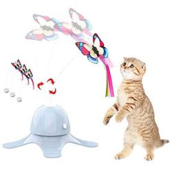 Cat Toys Interactive, Electric Rotating Cat Butterfly Toys,Realistic Fluttering Sound Cat Interactive Toys for Indoor Cats (Include 3 Flashing Butterflies)