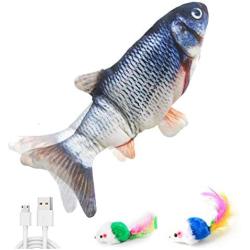 Electric Moving Fish Cat Toy Dog Chew Toy, Bite Toy for Indoor Cats Dogs Plush Toy for Kitten Puppy Kicker Fish Toy Pillow for Cats Dogs Catnip Cat Fish Toy Interactive Training Toy for Pet Squeak Toy