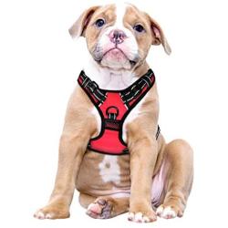 MyDog No Pull Dog Vest Harness with 4 Snap Buckles [No Need to Go Over Dog’s Head] Reflective Easy Control Handle and 2 Front & Back Metal Leash Rings Dog Harness for Outdoor Dogs