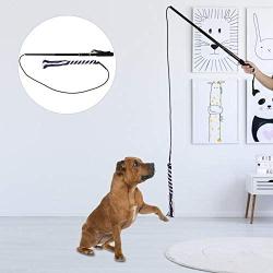 HEEPDD Dog Teaser Wand Toy, Pet Cat Three-Section Retractable Training Wand Stick with Two Cotton Rope Cats Scratching Chasing Playthings for Cats Dogs Puppy Kitty Kitten Novelty Gift