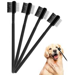 LUTER 4 Pcs Tear Stain Remover Comb Dog Flea Comb Double-Sided Dog Eye Comb Brush Pets Grooming Comb for Dogs Cats Removing Crust and Mucus