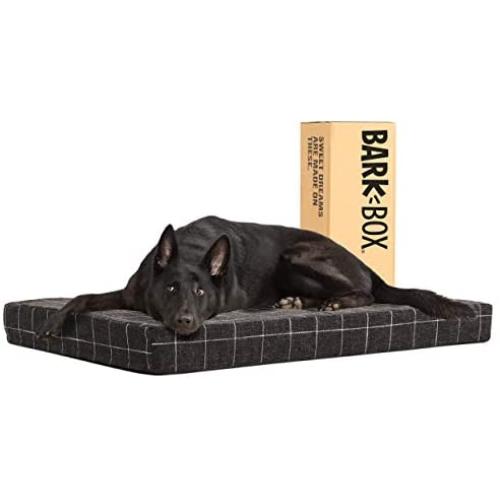 Barkbox Dog Bed | Memory Foam Mattress 3'' High-Density for Orthopedic Joint Relief | Machine Washable Crate Mat with Removable Cover and Water-Resistant Lining | Includes Squeaker Toy