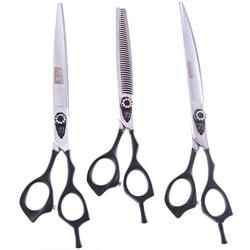 ShearsDirect 40 3 Tooth Blender Shear Set, Includes 8.0-Inch Straight, 8.0-Inch Curved and 7.0-Inch