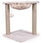 PINA Cat Tree Tower with Hammock Bed and Scratching Post, Dangling Pom-Pom, 3-in-1 Cat Scratching Post, Pet Bed Scratch Lounge Furniture for Cats, Beige Flannel