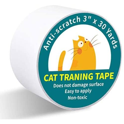 Karaseno Anti Cat Scratch Tape, 3 inches x 30 Yards Cat Training Tape, 100% Transparent Clear Double Sided Cat Scratch Deterrent Tape, Furniture Protector for Couch, Carpet, Doors, Pet & Kid Safe