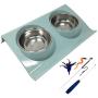 Pet Fit For Life Double Cat Dog Bowl Pet Feeding Station Stainless Steel No Spill Food and Water Bowls for Cats Kittens Small Dogs and Puppies