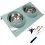 Pet Fit For Life Double Cat Dog Bowl Pet Feeding Station Stainless Steel No Spill Food and Water Bowls for Cats Kittens Small Dogs and Puppies Pet Fit For Life Double Cat Dog Bowl Pet Feeding Station Stainless Steel No Spill Food and Water Bowls for Cats Kittens Small Dogs and Puppies