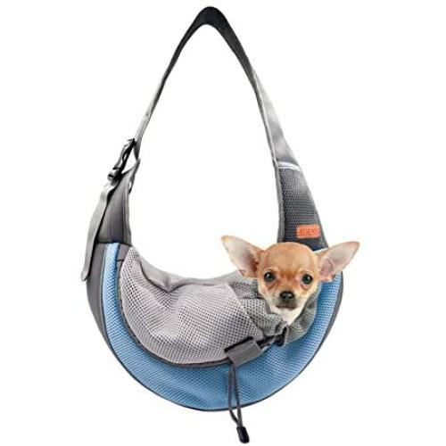 BELPRO Pet Dog Sling Carrier for Small Dogs, Cats and Puppies, Breathable Mesh Pet Front Hands-Free Bag with Adjustable Shoulder Strap for Outdoor and Travel