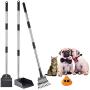 NuLink Poop Scooper for Dogs, Pet Poop Tray, 3pcs Adjustable Stainless Steel Handle Rake, Tray and Spade Set for Dogs Cats Poop Waste Removal