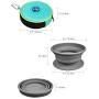 KALLAK Travel Twin Pet Bowls for Dogs or Cats, Collapsible Silicone Bowls for Food and Water Feeding, Foldable Zip Up Oxford Cloth Carry Case with Carabiner Clip, Portable Hiking Dog Bowl