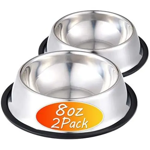 Stainless Steel Dog Bowl with Rubber Base for Food and Water, Pet Food Container, Perfect Choice for Small Dogs or Cats Stainless Steel Dog Bowl with Rubber Base for Food and Water, Pet Food Container, Perfect Choice for Small Dogs or Cats