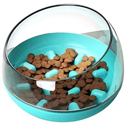 MKLZ Slow Feeder Dog Bowls,Puzzle Dog Bowl Slow Feeders,Fun Slow Feeder Cat Bowl,Round Interactive Tumbler Maze Food Feeder Dish,Pet Bowls(Blue)
