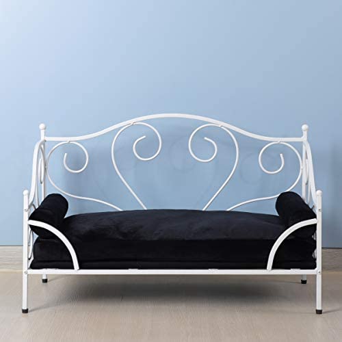 Yoonnie room Pet Bed, Dog Bed with White Metal Frame and Detached Thick Cushion for Small Dog Summer Using