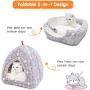 PEOPLE&PETS Pet Soft Tent Cave Bed for Cats and Small Dogs, 2 in 1 Foldable Triangle Cat Bed Hut Tent House with Removable Cushion, Stars Pattern