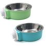 N//A 2Pcs Crate Dog Bowl, Removable Stainless Steel Hanging Pet Cage Bowl, Pet Food Water Bowl for Cat Puppy Bird Rabbit
