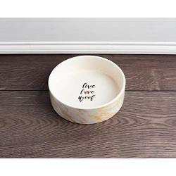 Park Life Designs Large Pet Bowl, Daze Pattern, 8-1/2 inch Heavyweight Ceramic Dish Stays Put, Microwave and Dishwasher Safe
