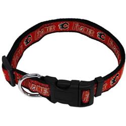 Pets First NHL Calgary Flames Collar for Dogs & Cats, Large. - Adjustable, Cute & Stylish! The Ultimate Hockey Fan Collar!