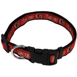 Pets First NHL Calgary Flames Collar for Dogs & Cats, Medium. - Adjustable, Cute & Stylish! The Ultimate Hockey Fan Collar!