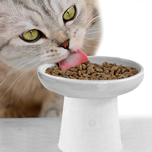 Cat bowl with stand, Suitable eating height for pets, Easy cleaning for you, raised food bowl, Stress-free meal time for your cats, Stoneware feeding station