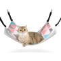 ComSaf Reversible Cat Hammock, Breathable Pet Cage Hammock with Adjustable Straps and Metal Hooks, Double-Sided Hanging Pet Hammock Bed for Cats, Ferret, Puppy, Other Small Animals, 22 x 19 inch