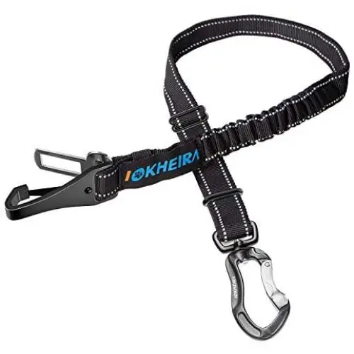 IOKHEIRA Dog Seat Belt, Updated 3-in-1 Multifunctional Pet Safety Belt Reflective Bungee Dog Car Harness with Hook Latch & Seatbelt Buckle, Swivel Aluminum Carabiner(Black) IOKHEIRA Dog Seat Belt, Updated 3-in-1 Multifunctional Pet Safety Belt Reflective Bungee Dog Car Harness with Hook Latch & Seatbelt Buckle, Swivel Aluminum Carabiner(Black)