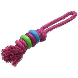 Dingo Dental Dog Toy for Fresh Breathe, Bite Tug with a Cord, Crocs and Teeth Care Pink 90341