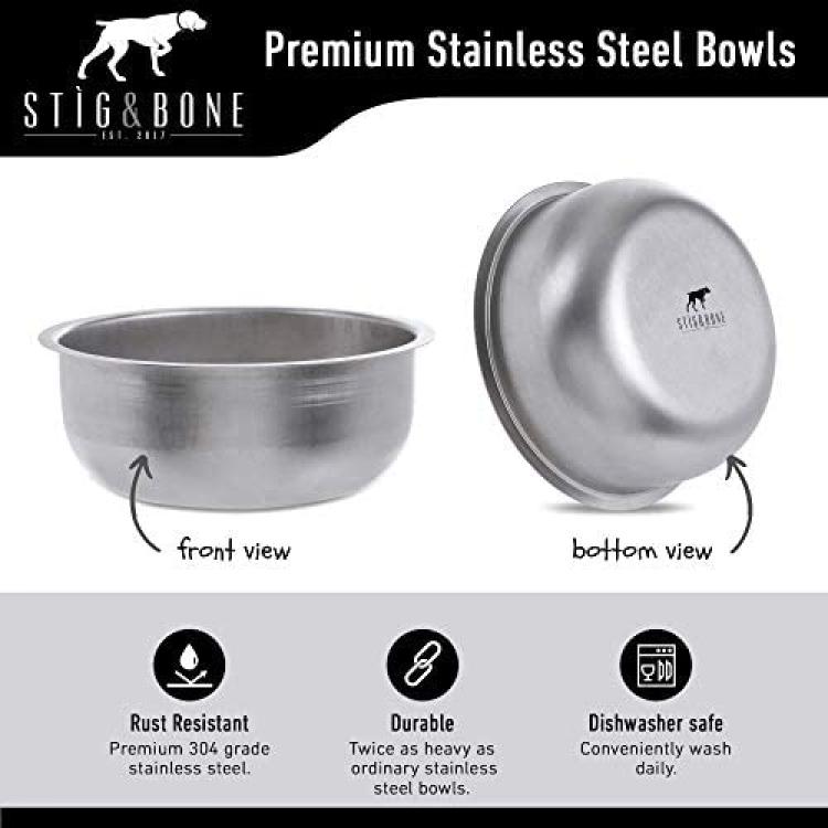 Stig & Bone Dog Bowls for Large Dogs - Elevated with Stand - Modern Am