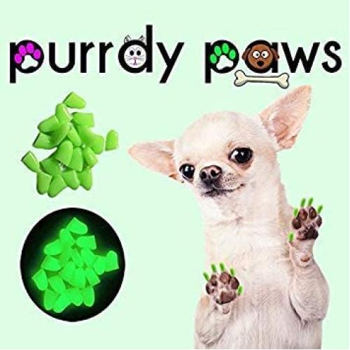 Purrdy Paws 40-Pack Soft Nail Caps for Dog Claws Ultra Glow