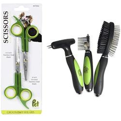 Pet Magasin Grooming Scissors Kit & Pet Magasin Grooming Brushes Bundle