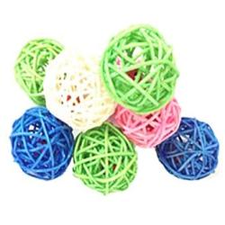 emours Kitten Puppy Pet Weave Rattan Bamboo Ball Toys Squeaking Interactive Scratch Catch Crazy Cat Toys, 12 Pack, Vary Colors