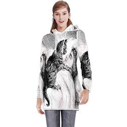 C COABALLA Abstract Modern Stripes Lines Black and GrayBackground -,Womens Sweatshirt Casual Long Sleeve Pullover Hood