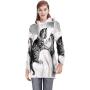 C COABALLA Abstract Modern Stripes Lines Black and GrayBackground -,Womens Sweatshirt Casual Long Sleeve Pullover Hood