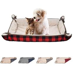 Catalonia Classic Plaid Crate Puppy Bed, Soft Plush Cozy Pet Beds,Lounger Small Dog Self Warming Beds, Ideal Gifts for Pet Lovers