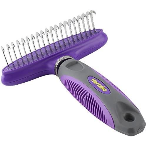 Hertzko Long Rounded Blade Undercoat Dematting Comb for Cats and Dogs