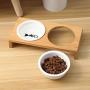 POPETPOP Pet Ceramic Feeding and Water Bowls with Bamboo Frame for Dogs and Cats