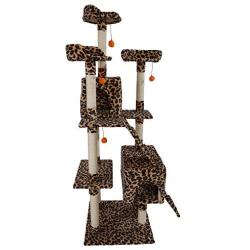 LOVEPET 72'' Stable Cute Sisal Cat Climb Holder Cat Tower Multifunction Combination Cat Jumping Platform Cat Furniture Leopard Print (23.23'' x 22.44'' x 71.65'')