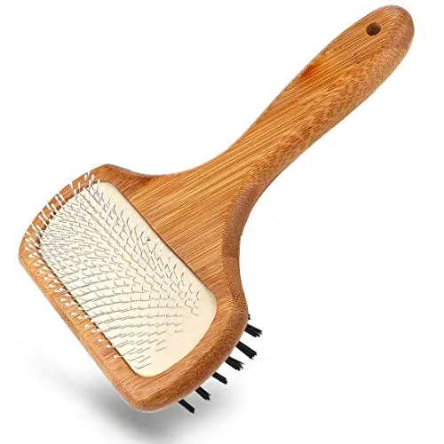 KylePet Dog brush, Double Sided Pet Slicker Brush with Bamboo Handle for Long Hair & Short Hair Pets Grooming Comb for Removing Shedding, Tangles and Dirt KylePet Dog brush, Double Sided Pet Slicker Brush with Bamboo Handle for Long Hair & Short Hair Pets Grooming Comb for Removing Shedding, Tangles and Dirt