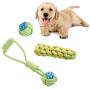 Pet Dogs Cotton Rope Chew Toys Interactive Tug of War Ball Toys for Puppies Teething Clean Aggressive Chewers 3 in 1 Set …