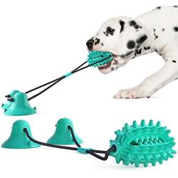 Dog Chew Toy with Durable Rope and Two Suction Cups for Teeth Cleaning/Resist Strong Pull of Dogs (Green)… (Green)