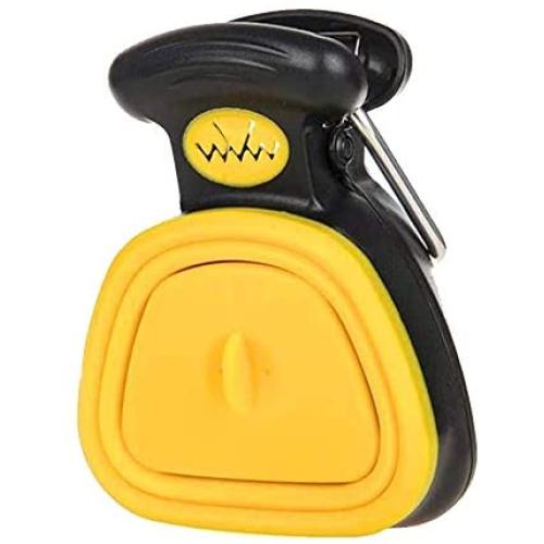 HJJ Portable Dog Scooper Pooper, Expandable Sanitary Dog Waste Pick Up with Carabiner Bag Yellow,
