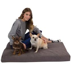 Medium Dog Bed | 34'' x 22'' x 4.5'' Medium Size | Orthopedic Gel Memory Foam 100% Made in USA- Best Luxury | Medium Size Breed | Washable Pet Bed | Puppy Bed Too |Grey Plush Micro-Suede
