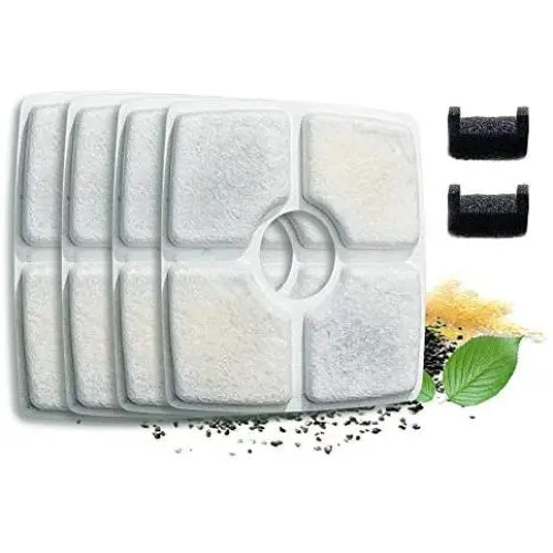 NautyPaws Replacement Filters for Veken 84oz Pet Water Fountain and Wonder Creature Cubic Cat Water Dispenser, 4 Pack Replacement Filters and 2 Pack Replacement Pre-Filter Foams NautyPaws Replacement Filters for Veken 84oz Pet Water Fountain and Wonder Creature Cubic Cat Water Dispenser, 4 Pack Replacement Filters and 2 Pack Replacement Pre-Filter Foams